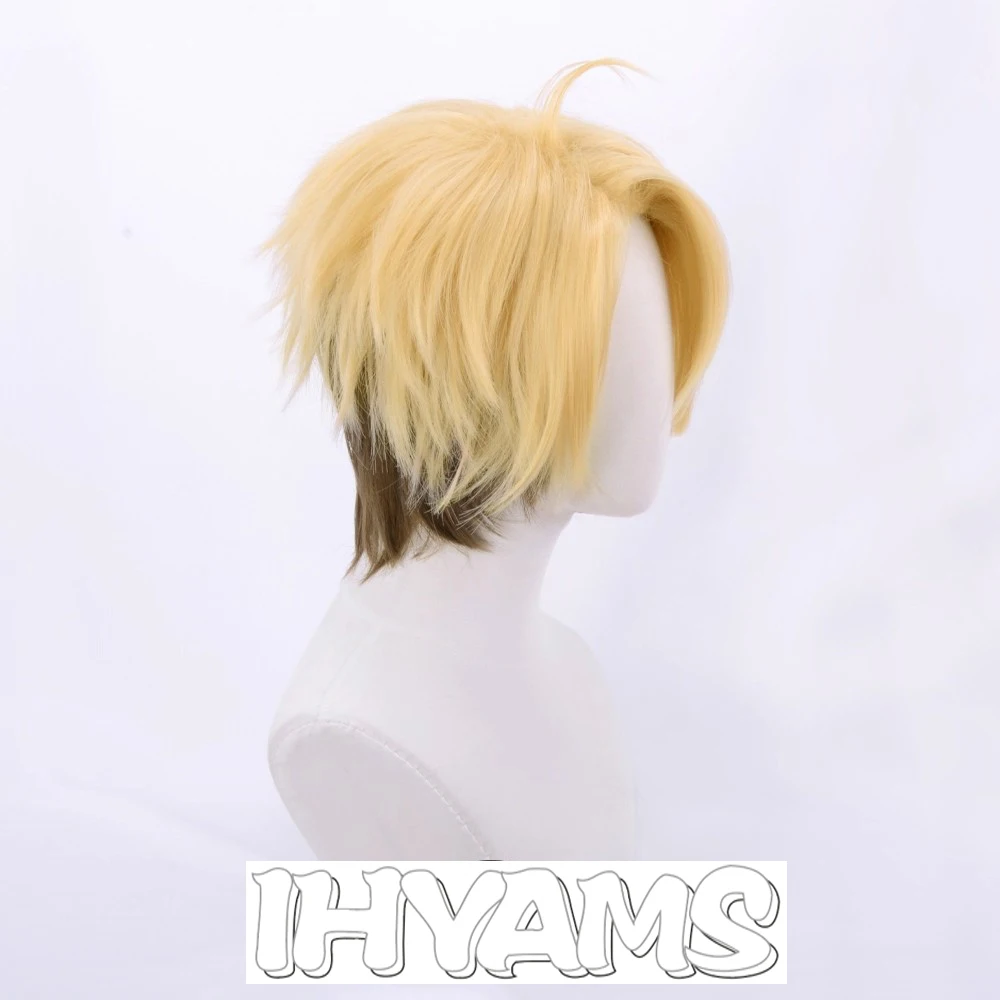 

ES Arashi Narukami Arashi Cosplay Wig Blonde Ombre Brown Green Heat Resistant Synthetic Hair Halloween Wig + wig cap