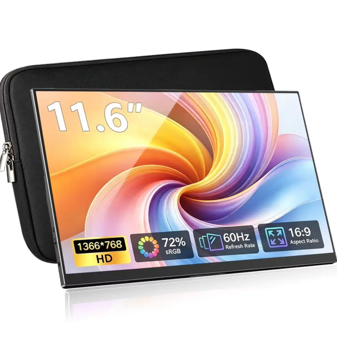 AHXJKA 11.6 Inch Portable Monitors 1366*768P IPS With Type-C Mini HDMI For Phone Laptop XBox  PS4/5 Mac PC PS Steach TV Switch