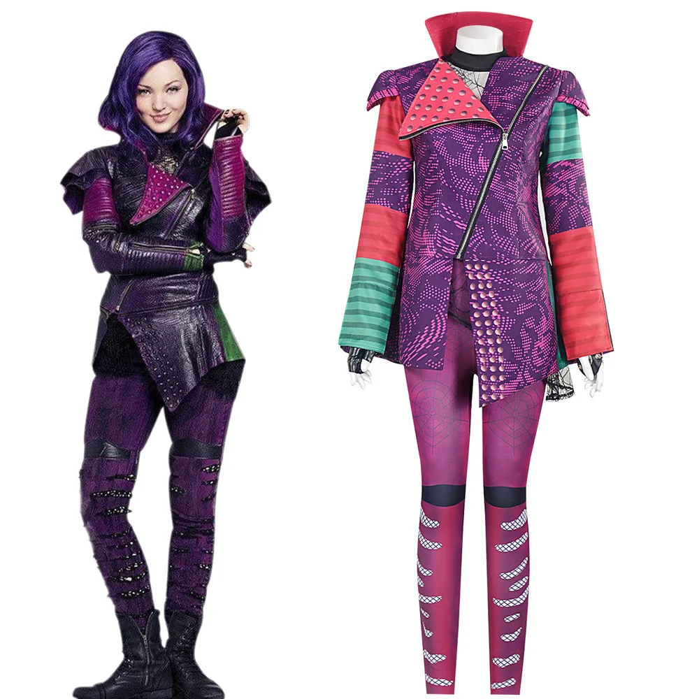 Descendants Fantasy Mal Evie Audrey Bertha Cosplay Costume Women Vest Coat Pants Gloves Outfits Halloween Carnival Party Suit