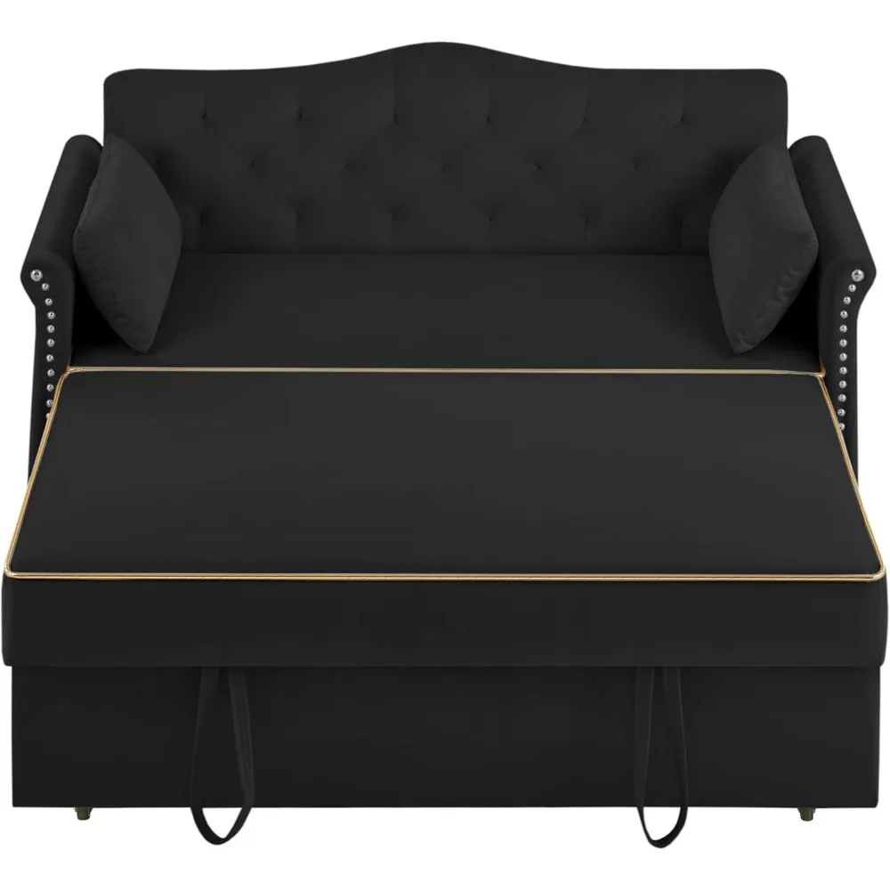 أريكة سرير قابلة للتحويل مقاس 57 بوصة مع مسند ظهر قابل للتعديل، وصالة تشيس، ووسادتين وجيوب تخزين جانبية - أنيقة ووظيفة