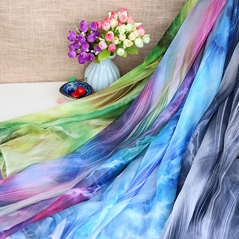 30D Printed Thin Chiffon Fabric for Sewing Spring and Summer Dress Silk Scarf DIY Handmade by Meters