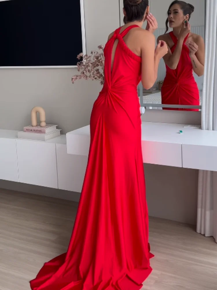 New Women Luxury Sexy Cut Out Satin Purple Red Cut Out Maxi Long Dresses Elegant Evening Party Club Dress vestidos largos