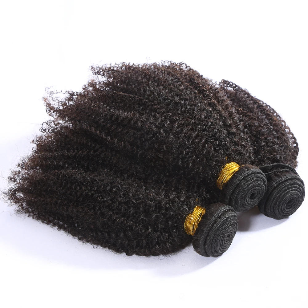 Raw Indian Afro Kinky Curly Human Hair Bundles 4B 4C Natural Virgin Curly 100% Soft Human Hair Weave Bundle Hair Extension Weft