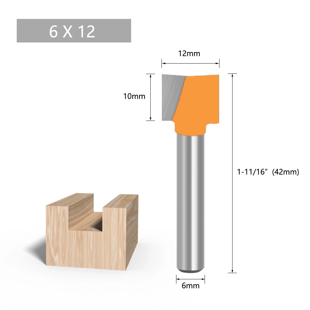 1PC 6MM Shank Milling Cutter Wood Carving Cleaning Bottom Bit Straight Router Bit Set Clean Milling Woodworking Power Machine-C