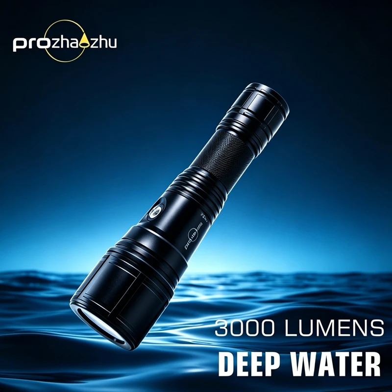 

PROZHAOZHU DL‑B20 XHP50 Zoomable Focus Diving Flashlight IP68 100M Waterproof USB‑C Rechargeable Underwater Torch