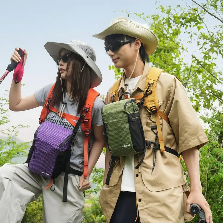 Waterproof Outdoor Sports Crossbody Bag Lightweight Hiking Mountaineering Bag Multi-purpose Portable Expansion Bag Grid Singl...