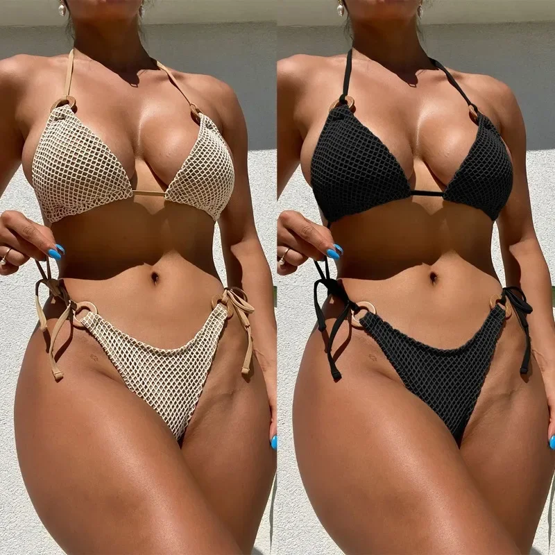 

New Sexy Mini Bikini Shiny Women Brazilian G-String Set Thong Swimwear Swimsuits Micro Bikinis Sets for Summer Beach Wear