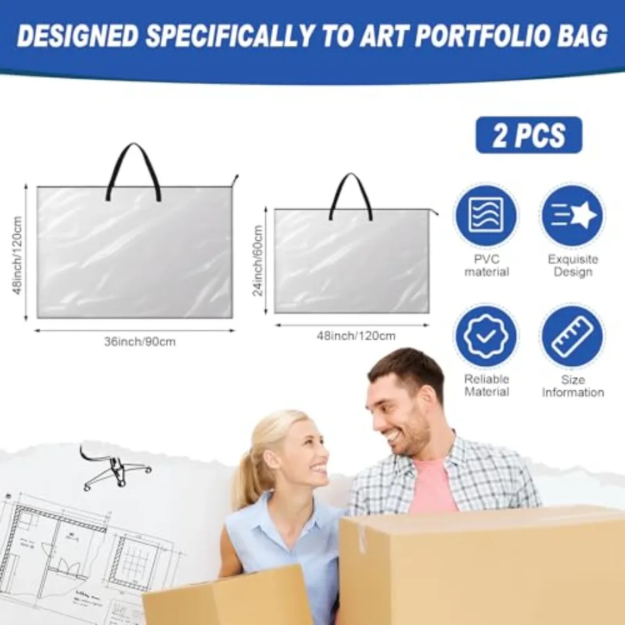 กระเป๋าใส่ผลงานศิลปะ Tenceur 2 ชิ้น ขนาด 24 x 36 นิ้ว และ 48 x 36 นิ้ว กระเป๋าเก็บโปสเตอร์ขนาดใหญ่ วัสดุ PVC พร้อมซิป