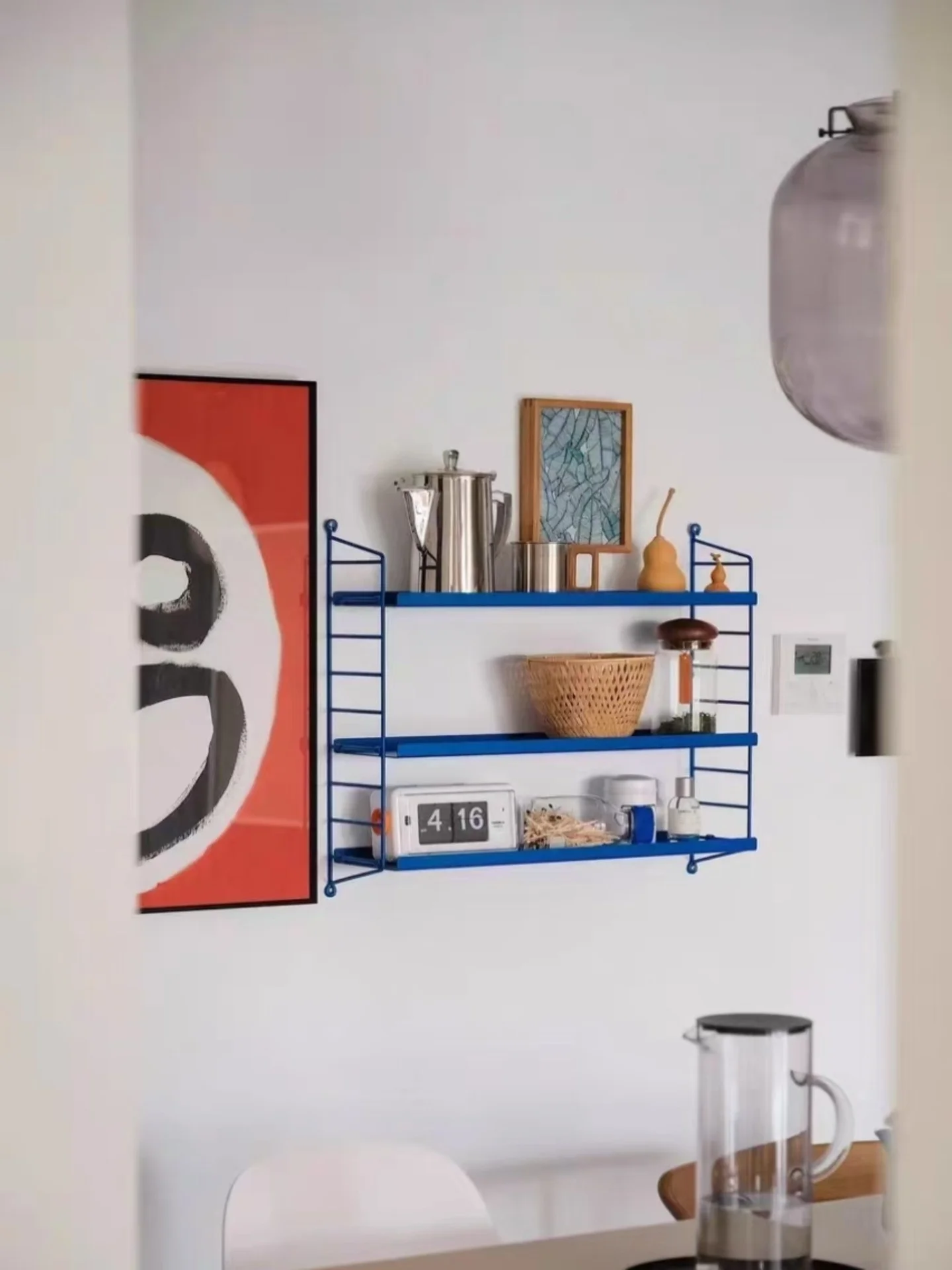 

Metal Wall Mounted Multi-layer Storage Rack Creative Bedroom Decorative Wall Bookshelf Blue Iron Material Bookcase Organizer