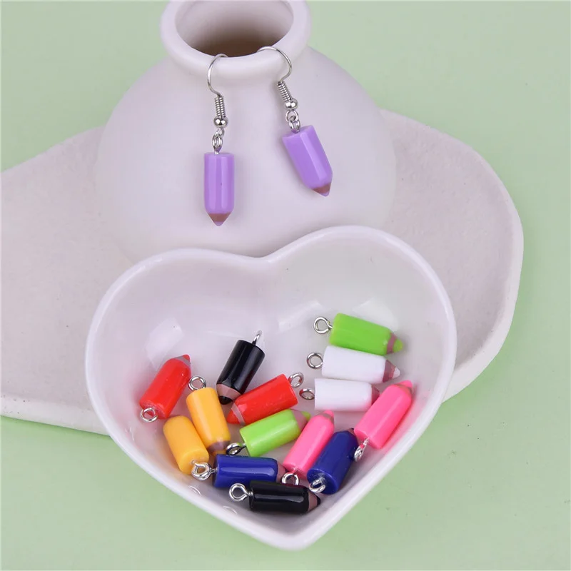 10pcs Simulation Pencil Head Charms Red Yellow Pendants for DIY Jewelry Making Accessories Handmade Earring Necklace Bracelet