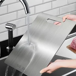 Titanium Cutting Boards for Kitchen Stainless Board 304 Steel Thickened Double Sided Food Grade Portable Fruit Meat Chopping
