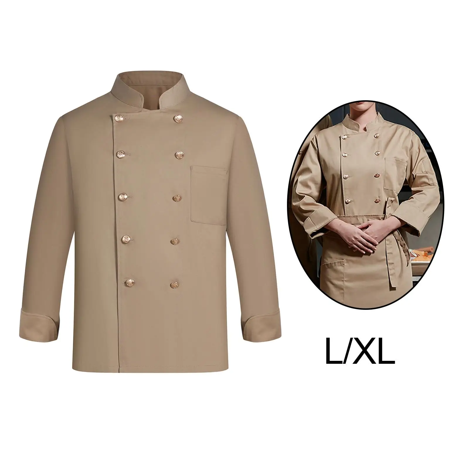 Manteau de chef professionnel unisexe, veste à manches longues pour la cuisine