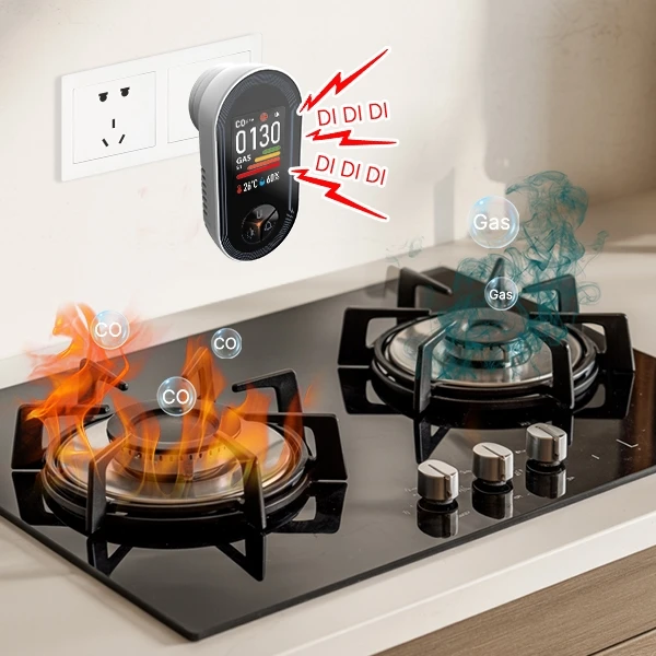 

MOES Carbon Monoxide Detector Plug-in Wall with Temperature Humidity Sensor Built-in Air Quality Monitor Alarm Sound Warning