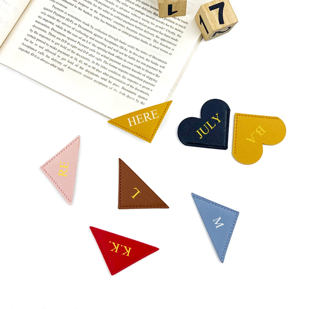 Custom Letters Corner Bookmark com Personalize Logo, Nome Book Page Marker, atividades da biblioteca, Read-in DIY Souvenir Gift for Students