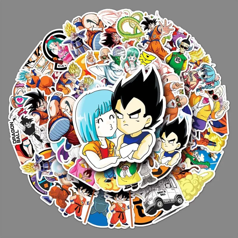 50pcs Dragon Ball waterproof stickers cute cartoon anime Vegeta Goku waterproof decals kawaii DIY luggage notebook doodle toys