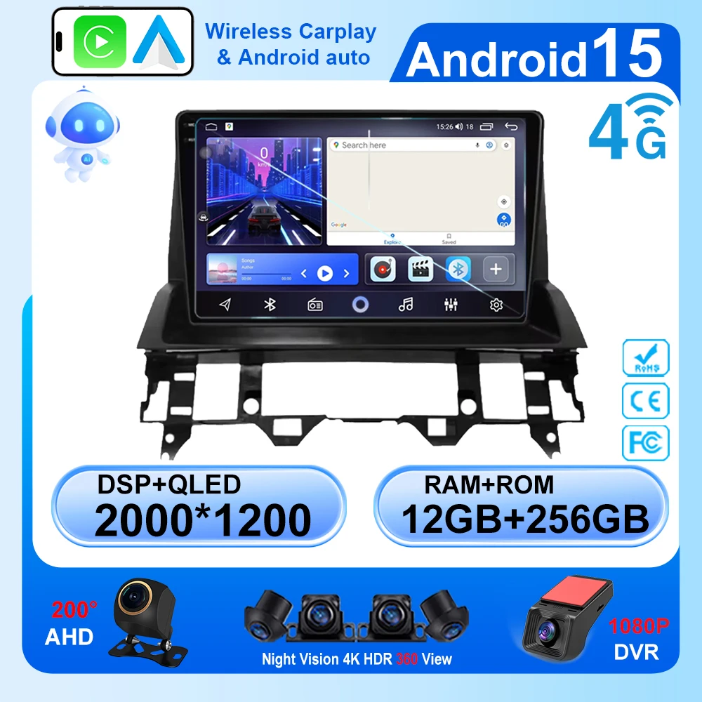 

Car Stereo Android 15 For Mazda 6 2002 - 2008 Multimedia Navigation GPS Auto Radio Player Carplay Radio Screen No 2 din DVD BT