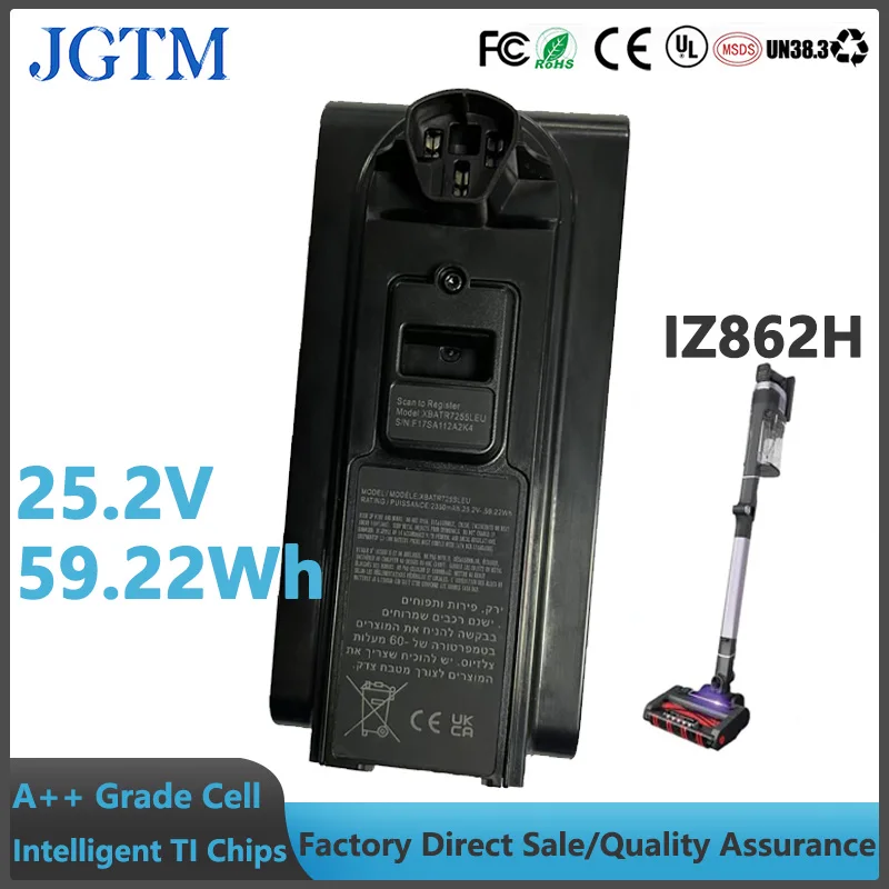 IZ862H 25.2V 2350mAh Battery Replacement for Shark XBATR7255LEU Compatible with IZ862H Shark Cordless Vacuum Cleaners