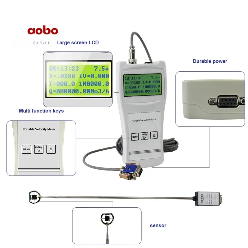 Portable Velocity Flow Meter Hydrology Flowmeter Smart Water Meter Portable River Current Water Openchannel Portable Flowmeter