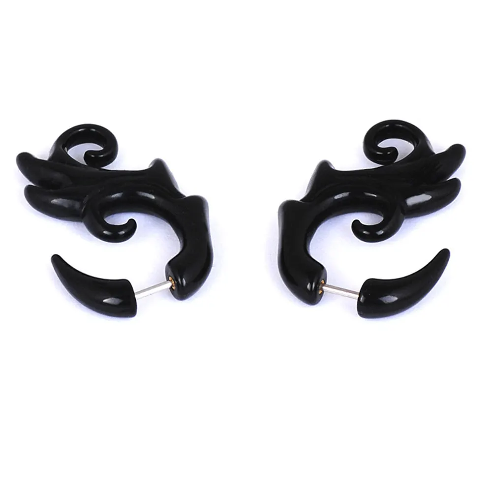 6 piezas de piercings de acrílico negro en espiral estilo tribal, duraderos, no alergénicos, expansores de oreja, pendientes de acrílico.