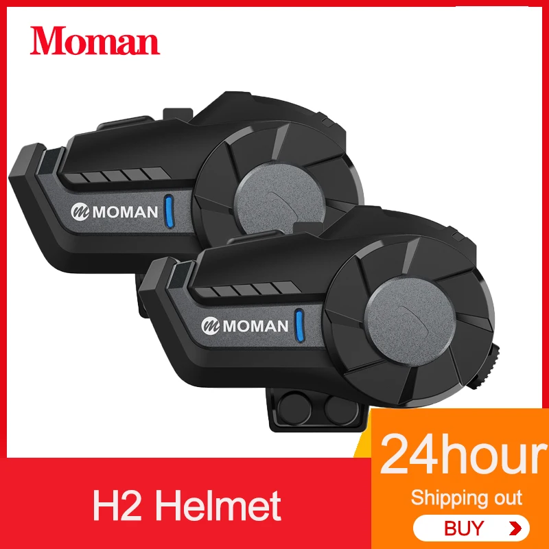 MOMAN H2 Helmet Intercom Bluetooth-Compatible Motorcycle Helmet Headset Headphone Wireless Bike Waterproof WiFi Video Recorder