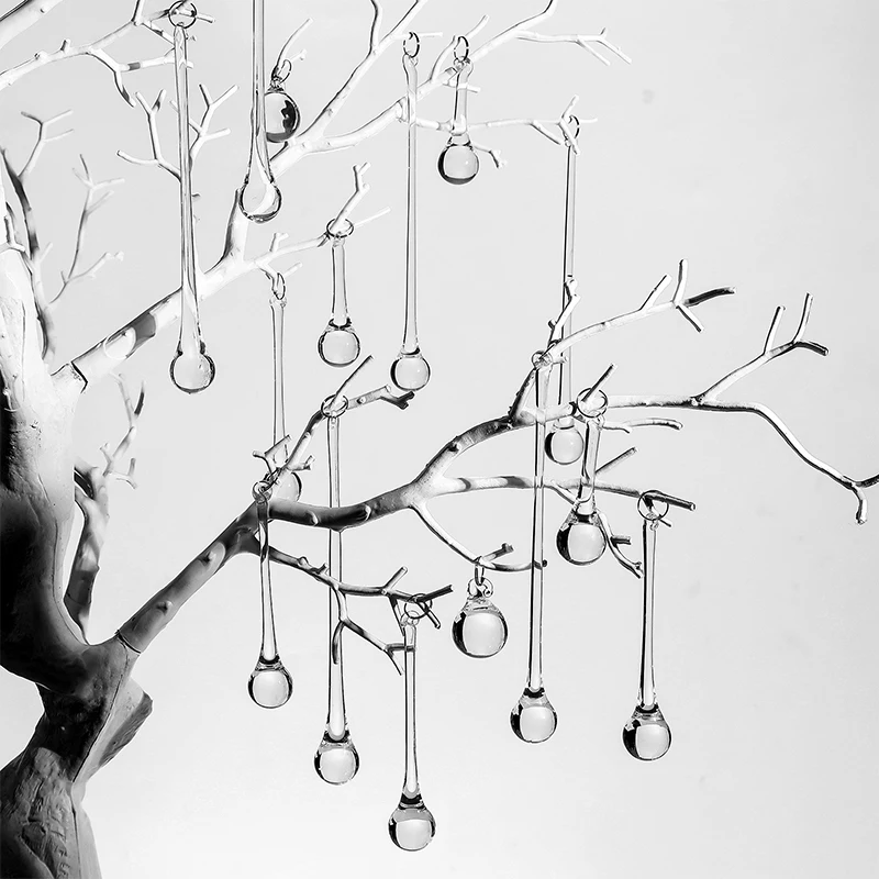 10Pcs Clear Crystal Raindrops Hanging Pendants Chandelier Lamp Glass Beads Curtain Accessories Hanging Decor Parts DIY
