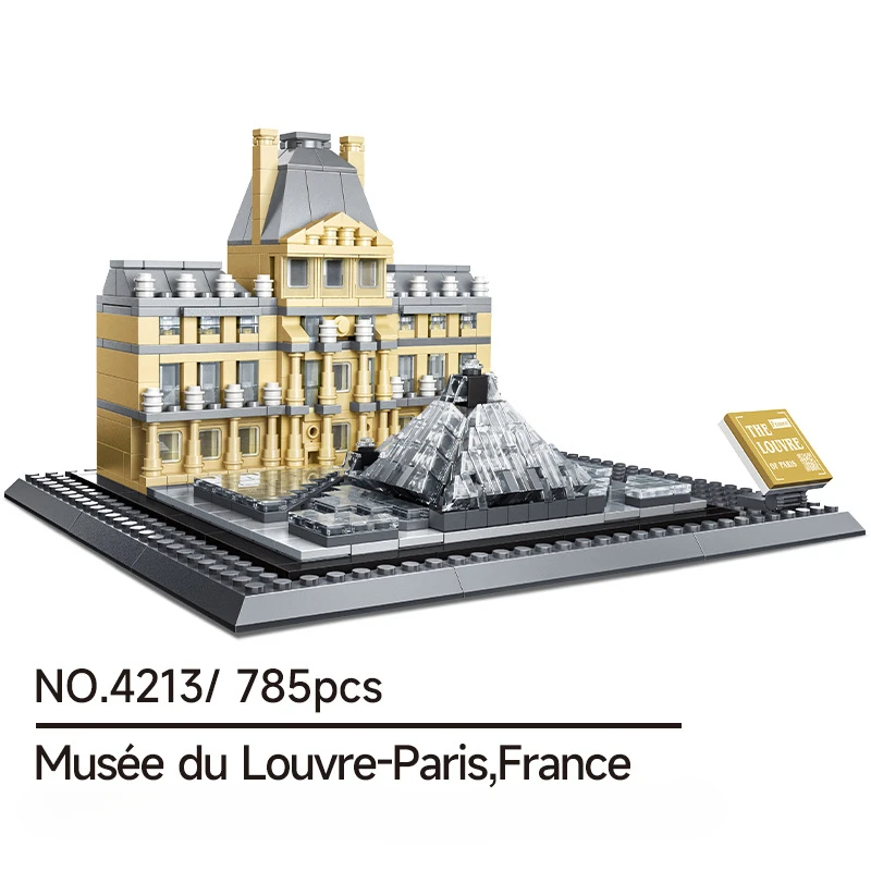 Moc Louvre in Paris, France Compatible with Small Particle Building Block Educational Toys Children's Assembly Bricks Gife