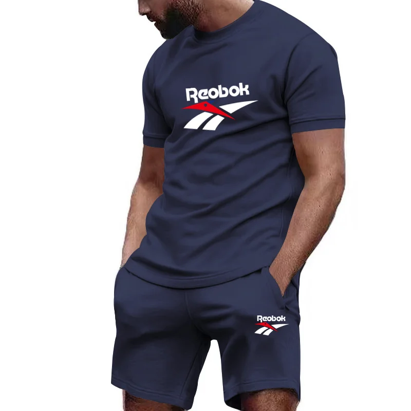 2025 nouvelle mode affaires été hommes sport costume décontracté Fitness Jogging basket-ball mode à manches courtes T-Shirt Shorts 2 ensembles