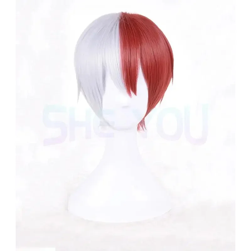 شعر اصطناعي مقاوم للحرارة من أكاديمية البطل ، شعر مستعار شوتو تودوروكي شوتو أنيمي ، زي تنكري مع الأذنين ، جودة عالية