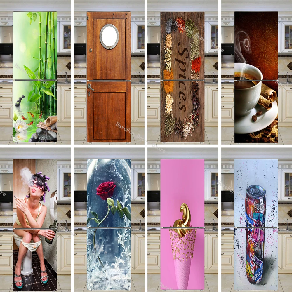 

PVC Custom Cabinet Refrigerator Sticker DIY Wall Decoration Poster Graffiti Salted Fish Decorative Painting