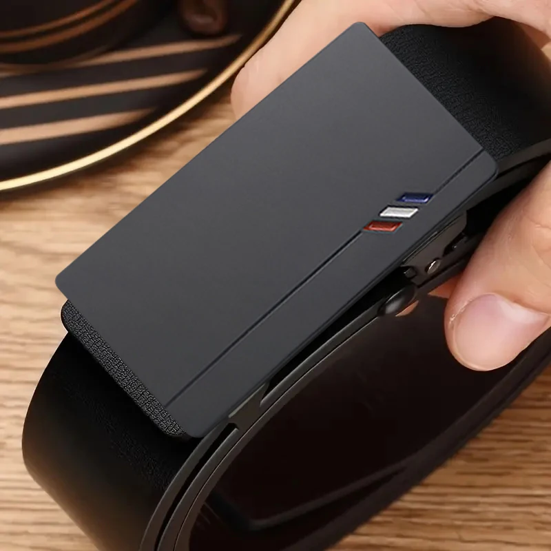 حزام جلد PU أنيق للرجال - أحزمة عصرية للحياة اليومية والترفيه والحفلات والمهرجانات والعمل وإبزيم تلقائي للأعمال