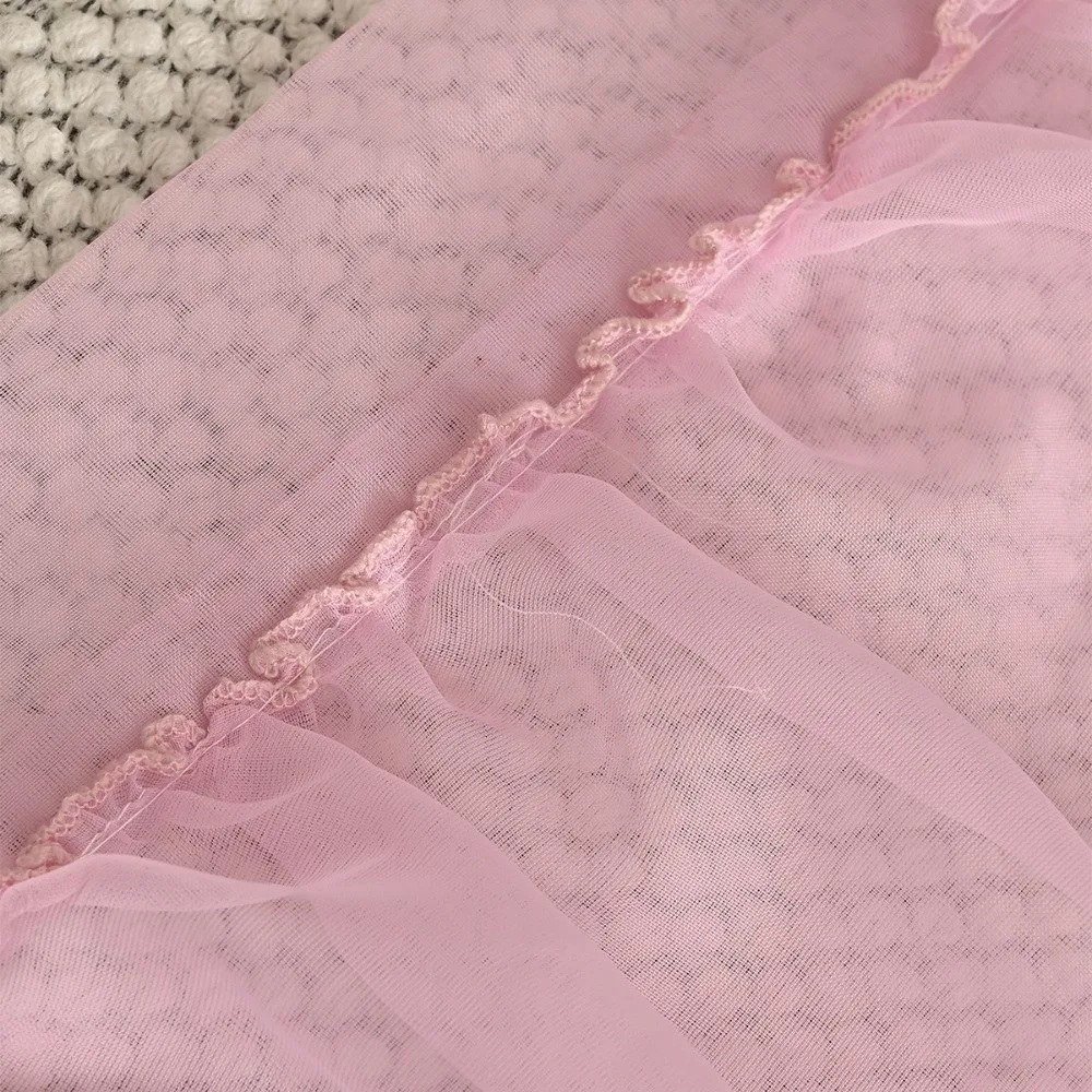 1PCS Decoration 3 Laces Lace Curtains Rod Pocket Solid Colour Sheer Curain Translucent Home Decor Window Screen Bedroom