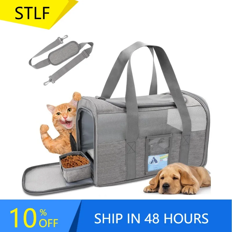 

STLFPet Carrier Airline Approved Cat Carriers for Medium Cats Small Kitty with Soft Mat Foldable Pet Carrier Bag Cat Products