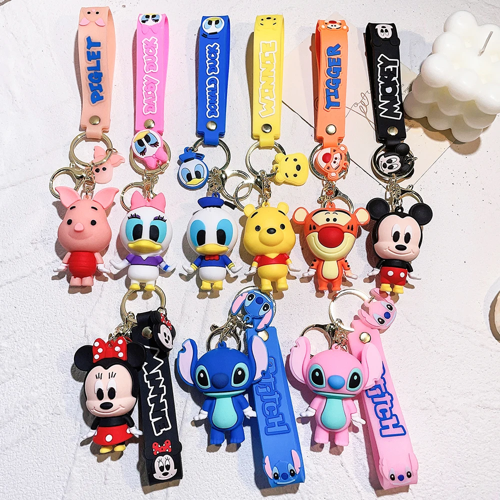 Disney Cartoon Mickey Mouse Keychain Minnie Donald Duck Daisy Cute Doll Keyring Fashion Couple Bag Ornament Pendant Gift