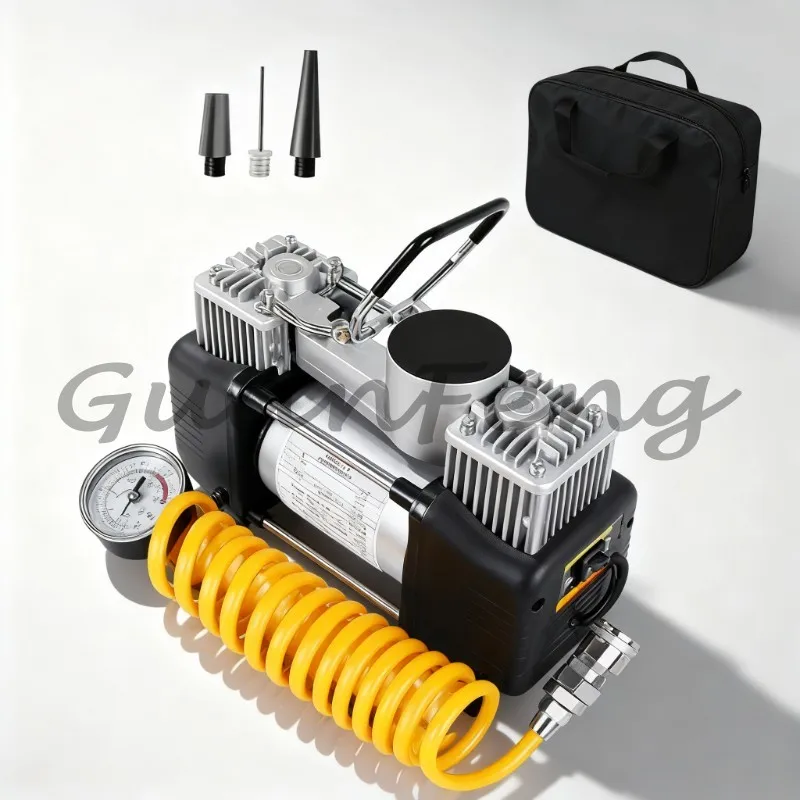 12V Double‑Cylinder Portable Car Air Compressor, 150PSI High‑Pressure Tire Inflator Air Pump