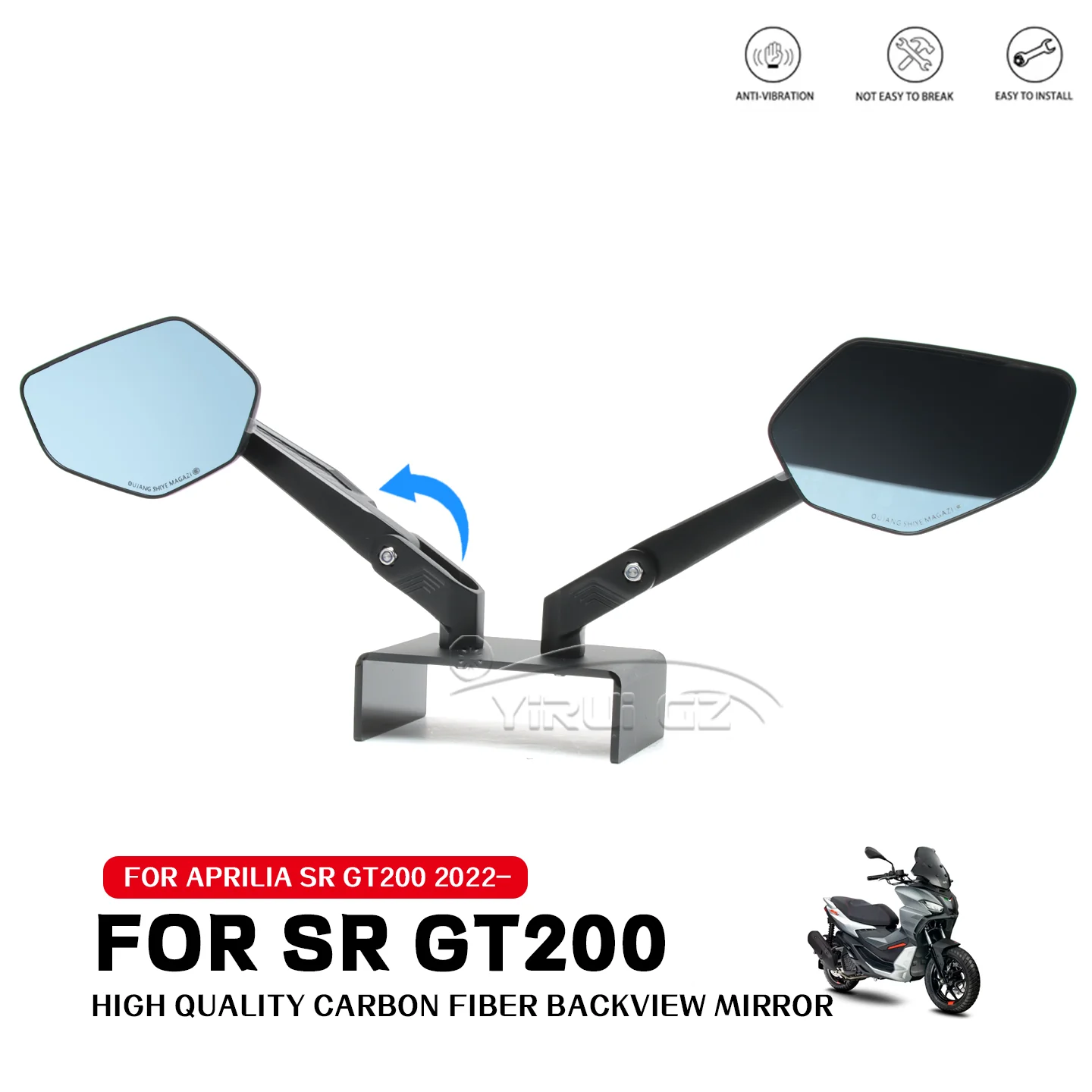 لأبريليا sr gt 200 200 مرآة الرؤية الخلفية الجانبية قضيب مرآة قابل للطي للدراجة النارية مرآة الرؤية الخلفية الضوء الأزرق مرآة مضادة للوهج 2022-