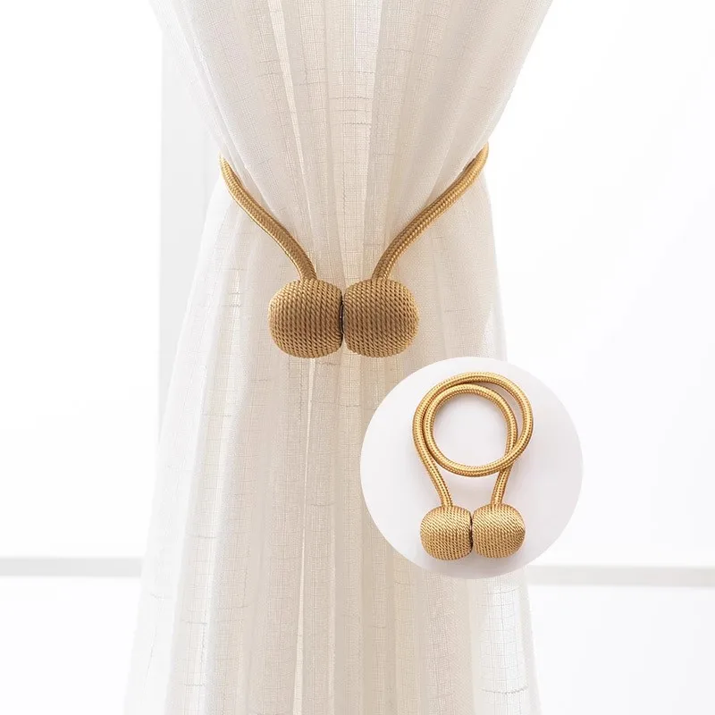 Lot de 2 attaches pour rideaux, un ensemble de 2 pièces, comprenant des cordes de fixation, des boucles pour rideaux, des anneaux, des cordes, nouveau style avec attraction magnétique