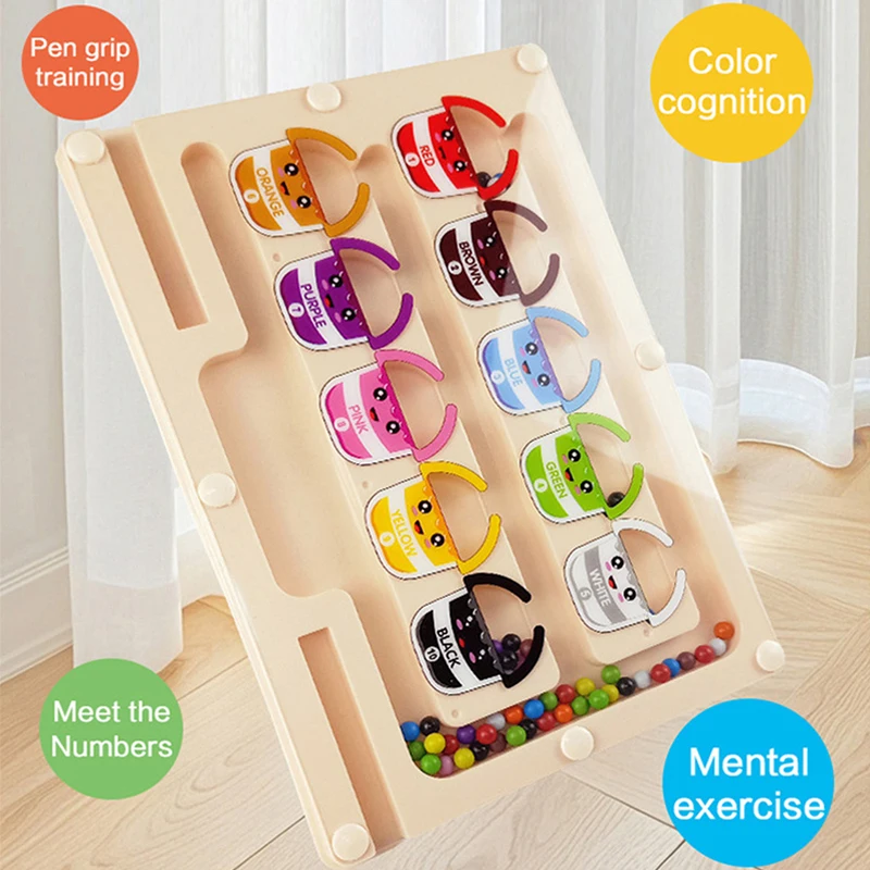 Labyrinthe magnétique Montessori, jeu de tri des couleurs, jouets pour enfants, stylo d'entraînement à la motricité Fine, contrôle des perles mobiles, jeu sensoriel, jouets éducatifs