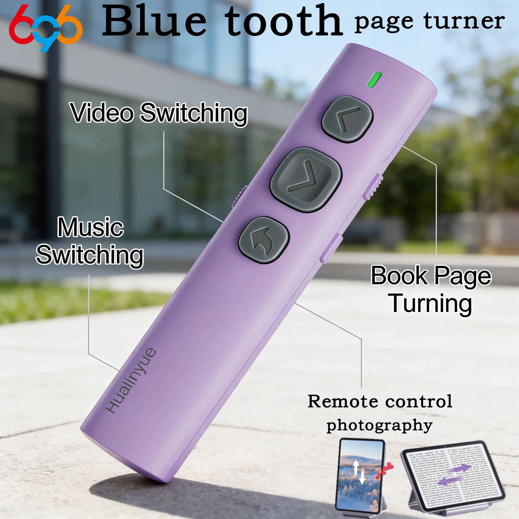 Universal BlueTooth Page Turner Videos Music Switching Remote Photos Capture For E-Book Readers Mobile Phone Tablet Page Turning