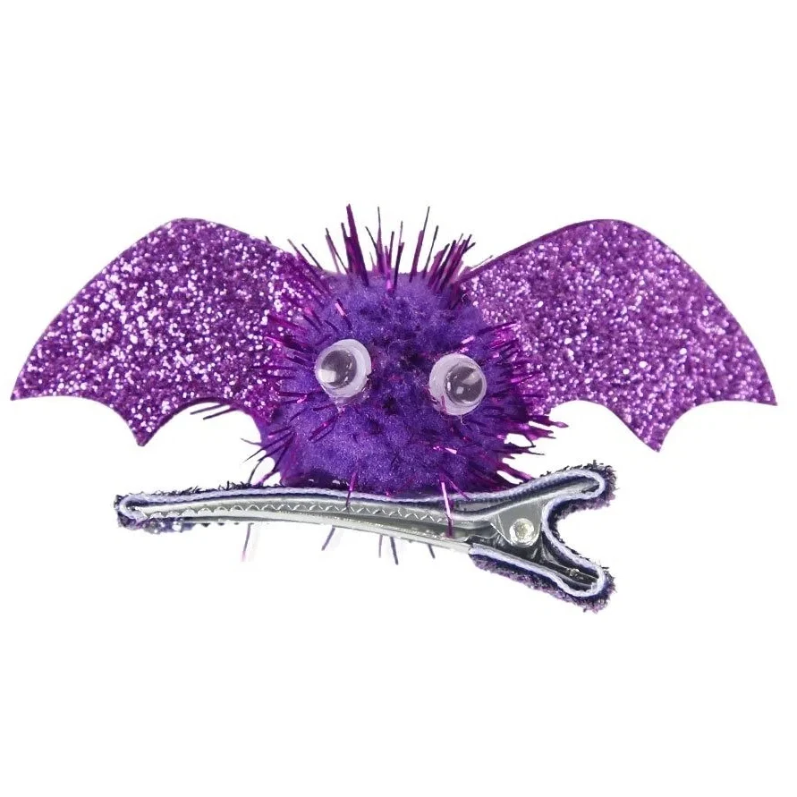 Metallic Woven Bat Wings Hairpin Barrettes Ornament Halloween Duckbill Clips Shiny Eyes Cosplay Hair Clip School