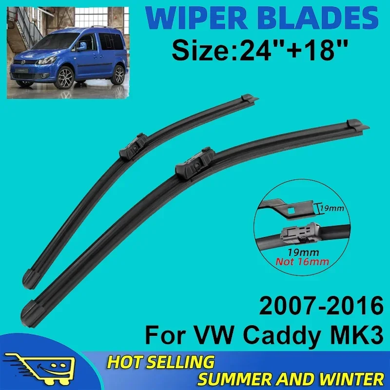 

2PCS Wiper Blades Set Kit For VW Caddy MK3 2007-2016 2008 2009 2010 2011 Front Windshield Brushes Windscreen Window Accessories