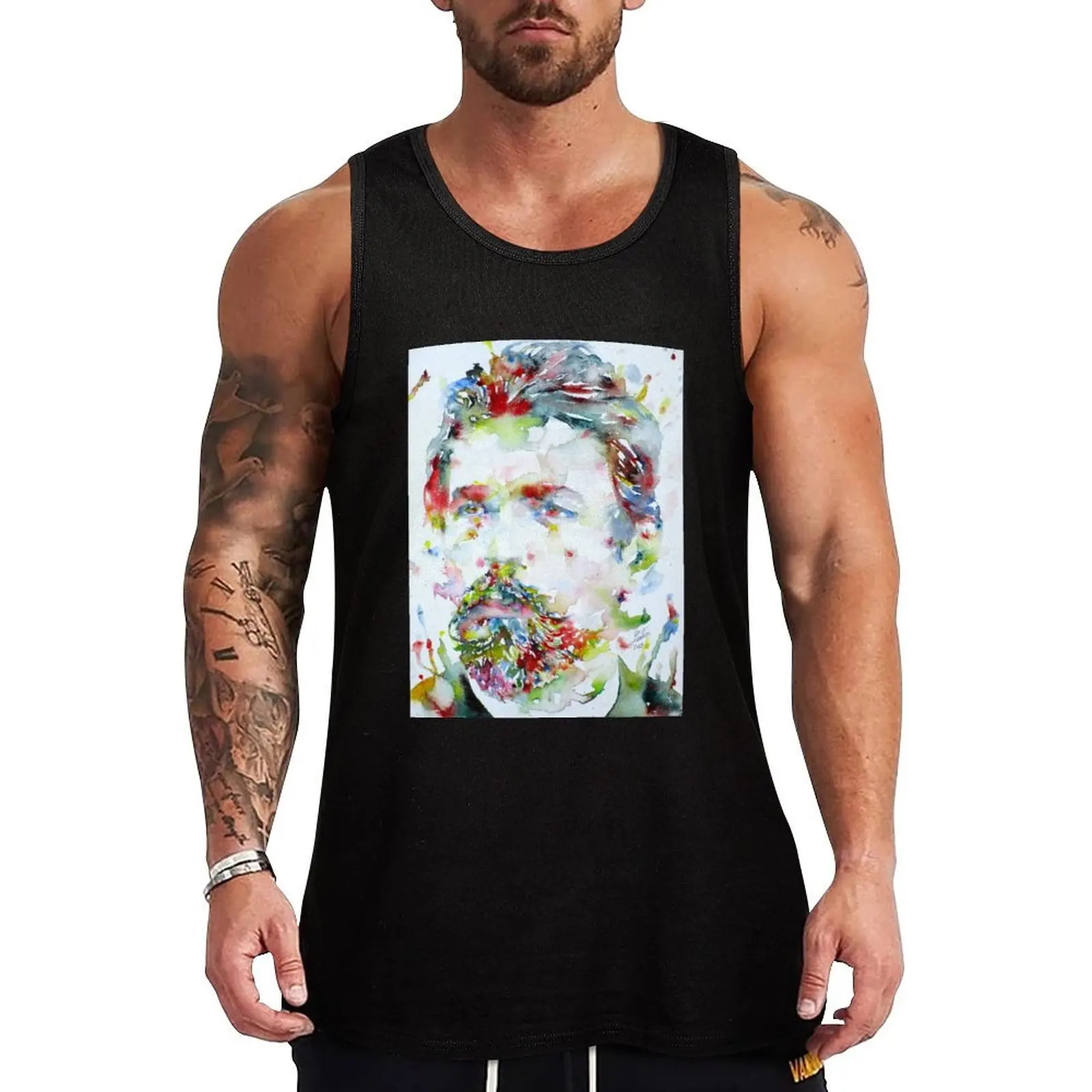 

ANTON CHECHOV - watercolor portrait.4 Tank Top sleeveless shirt man bodybuilding t-shirt anime gym