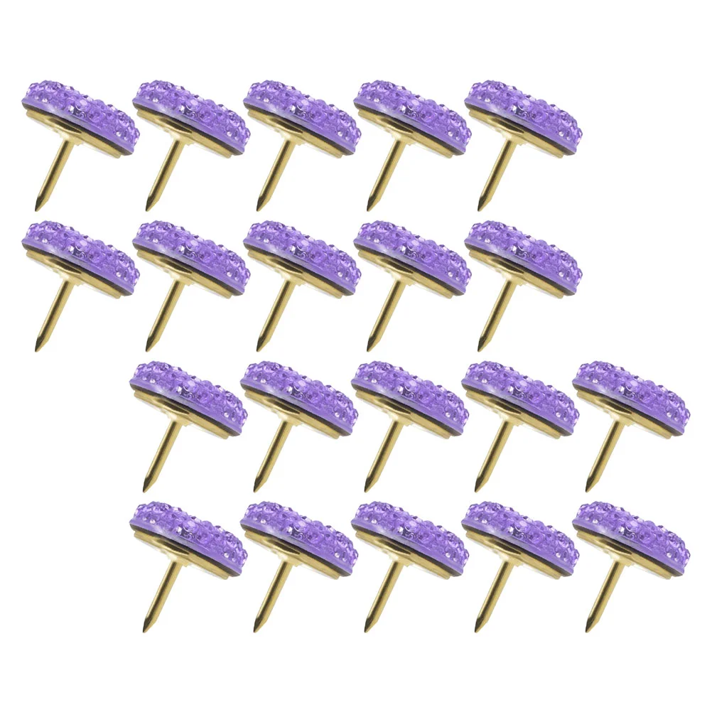 

20 Pcs Round Thumbtack Pins for Crafts Fun Push Flash Drilling Aesthetic Tacks Decorative Pushpins Rhinestones Colored Novelty