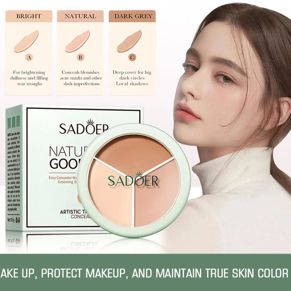 จานสีคอนซีลเลอร์3สี10.5กรัมเครื่องสำอางสำหรับมืออาชีพคอนซีลเลอร์ลบคอนทัวร์ใบหน้าใบหน้าเครื่องสำอางสำหรับการแต่งหน้าจุดตา Z7W8