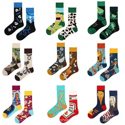 Calzini asimmetrici ab anatra mandarino netti rossi con animali e piante in tubo calzini sportivi in cotone moda cartone animato