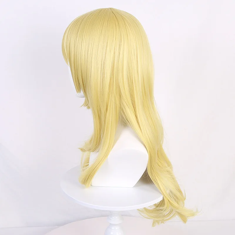 Wig Cosplay Anime Miyazono Kaori Rambut Keriting Emas Panjang 75cm Wig Sintetis Tahan Panas Halloween
