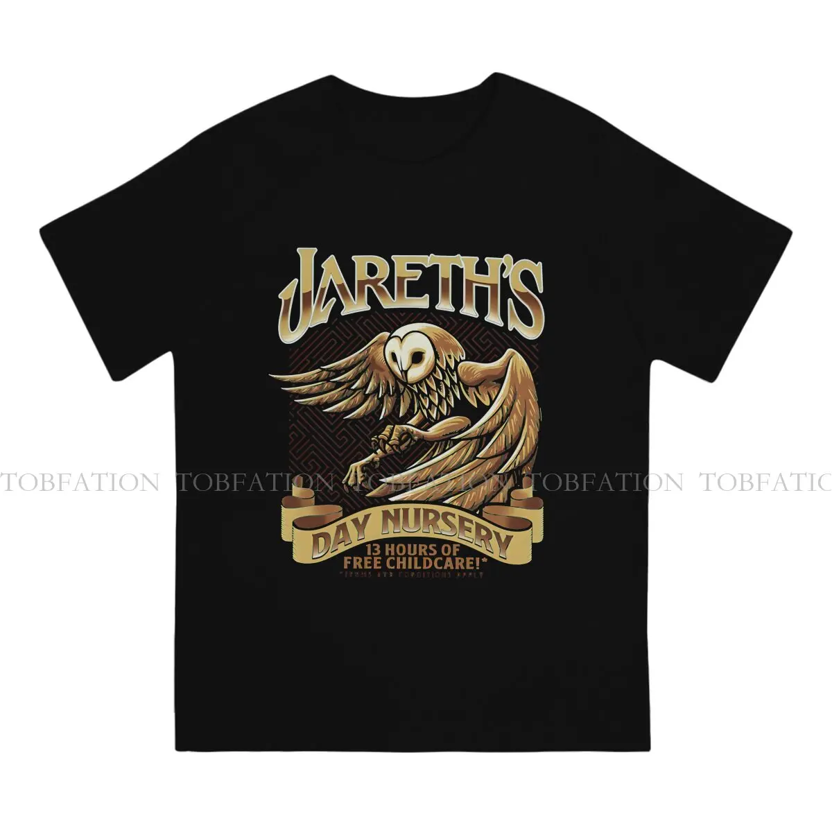 Jareth Day Nursery Hipster TShirts Labyrinth Film Men Style Pure Cotton Streetwear T Shirt O Neck Oversized