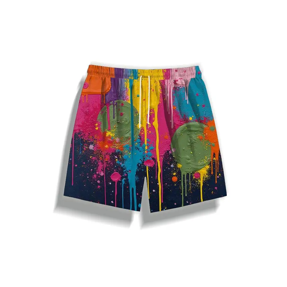 

1pcs Men's Short swim trunks2026 Summer 3D Printed Short sleeve Polyester Breathable Quick drying jogging men running