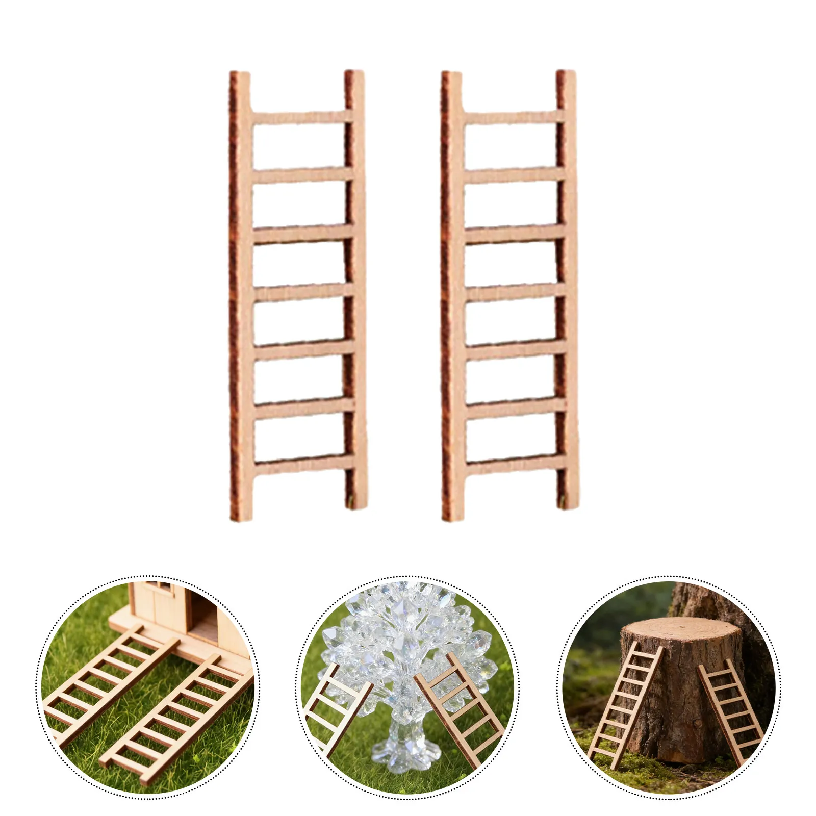 15Pcs Mini Wooden Staircase DIY Succulent Planter Ornaments Fairy Garden Sand Table Home Decor