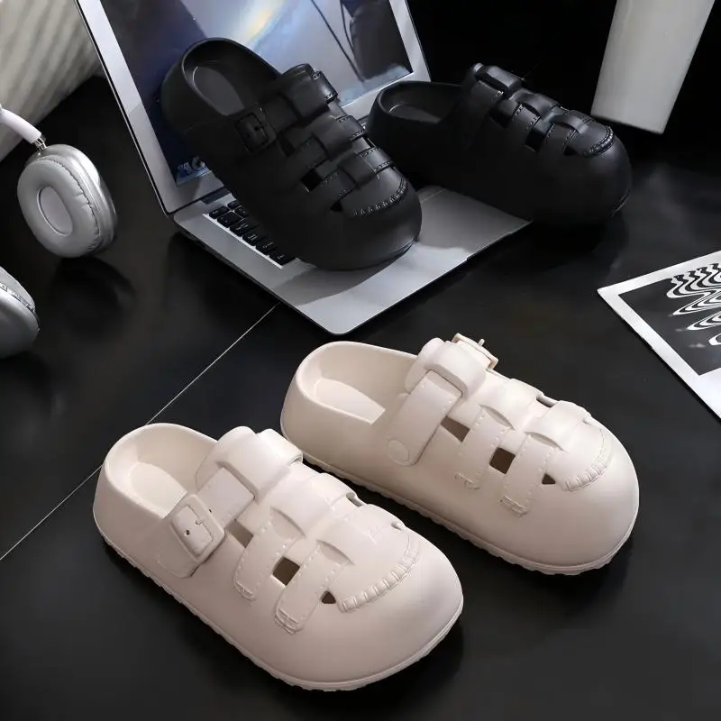 قباقيب ملابس خارجية أنيقة للنساء، شباشب صيفية جديدة ذات نعل سميك، أحذية نسائية للارتداء الخارجي، غير قابلة للانزلاق للاستخدام المنزلي