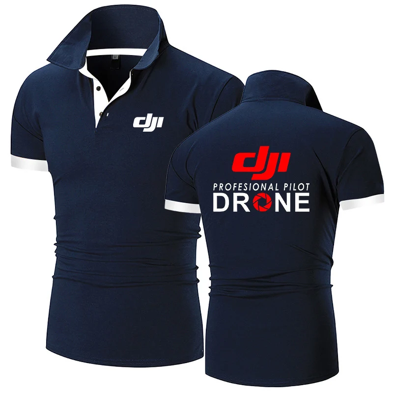 Dji Professional Pilot Drone 2024 Men\'s New Summer Print Fashion Polo Shirts Comfort Short Sleeves Harajuku Casual Sport Top